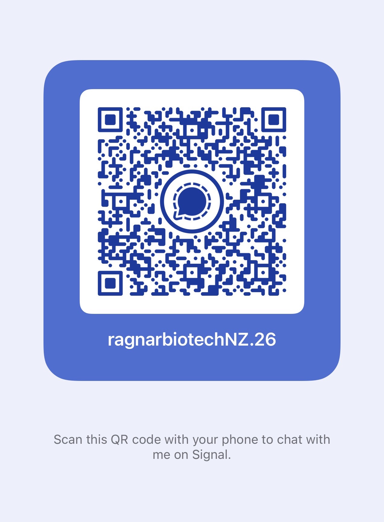 Signal QR code for ragnarbiotechNZ.26
